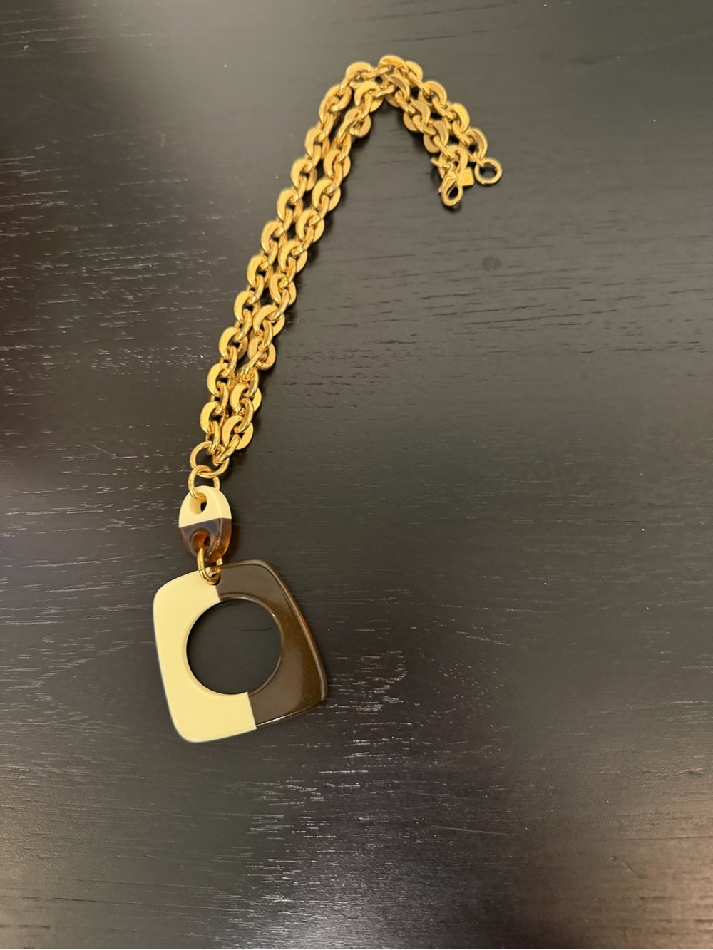 Vintage Banana Republic Gold Tone Women's Chain Necklace with Two-Tone Pendant